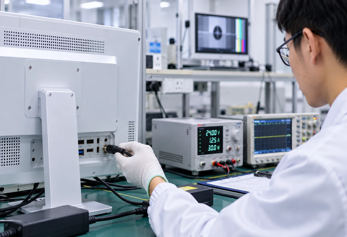 Medical display prototype undergoing product development verification