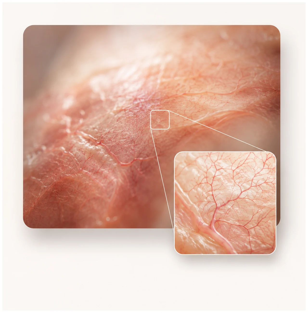Magnified surgical tissue detail illustrating limited image clarity