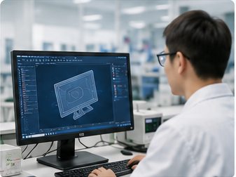 Engineer working on medical display product development