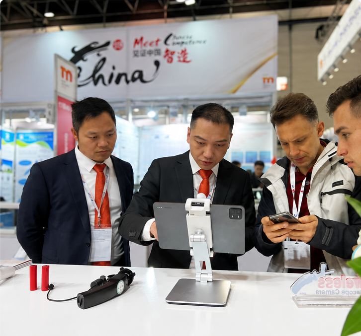 Product demonstration with international medical-industry visitors