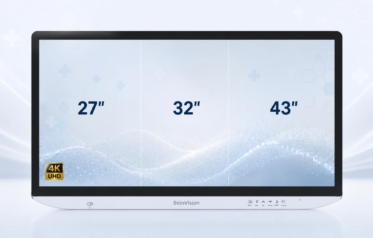 SOIN NEXARA 4K surgical monitor series in 27-inch, 32-inch and 43-inch sizes