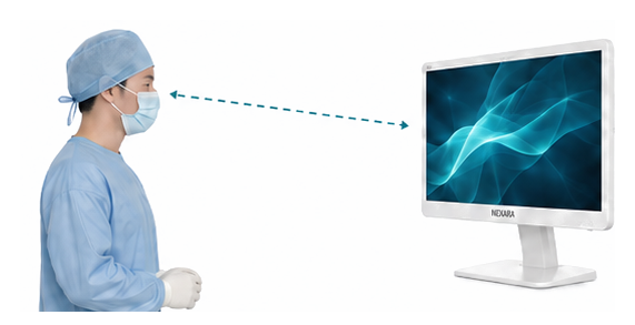 Clinician viewing a SOIN NEXARA 32-inch monitor