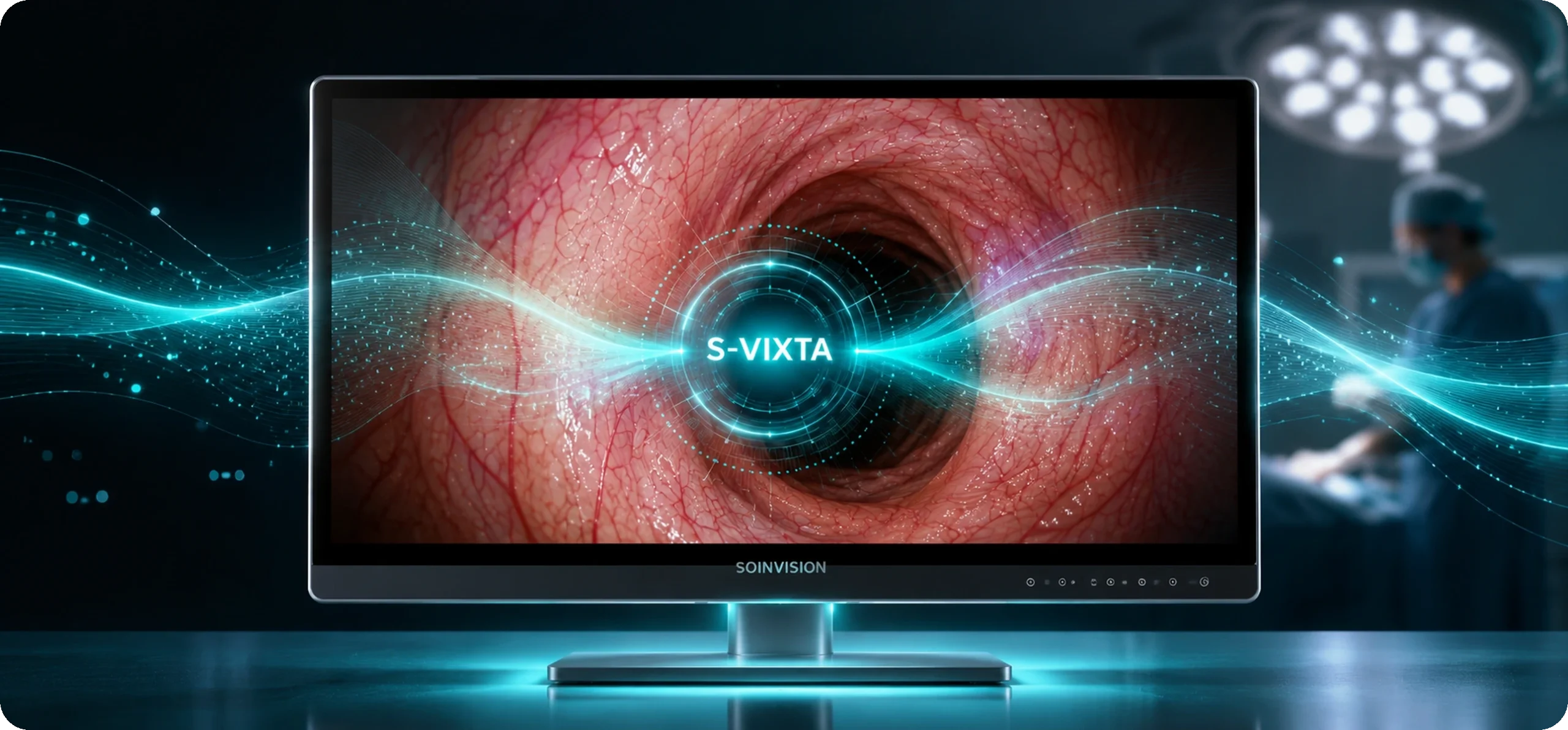 S-VIXTA visualization on a surgical monitor in an operating room