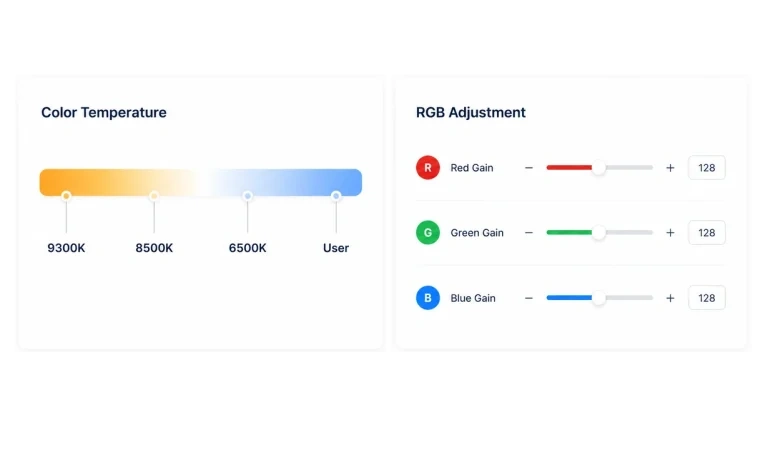 Color-temperature and RGB adjustment controls