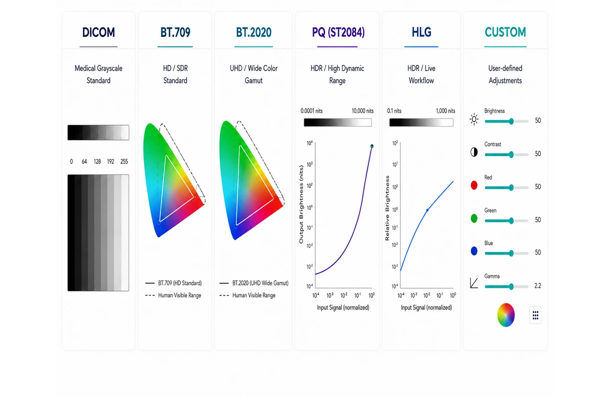 Medical imaging modes and color-management options