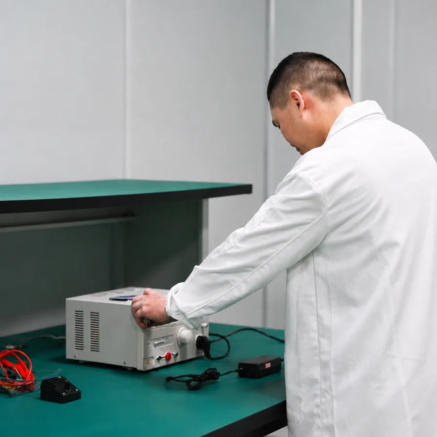 Engineer preparing an electrical performance verification test